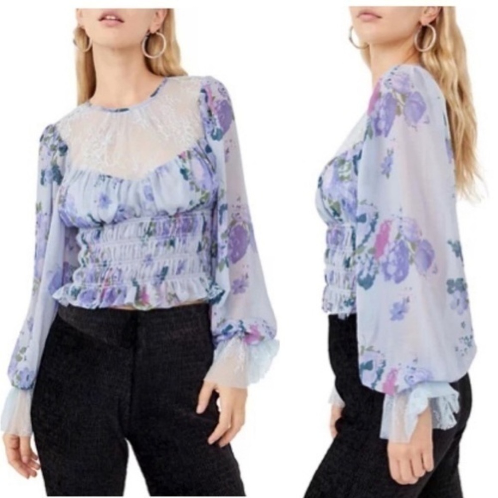 Free People Blouse NWT Size Small Blue